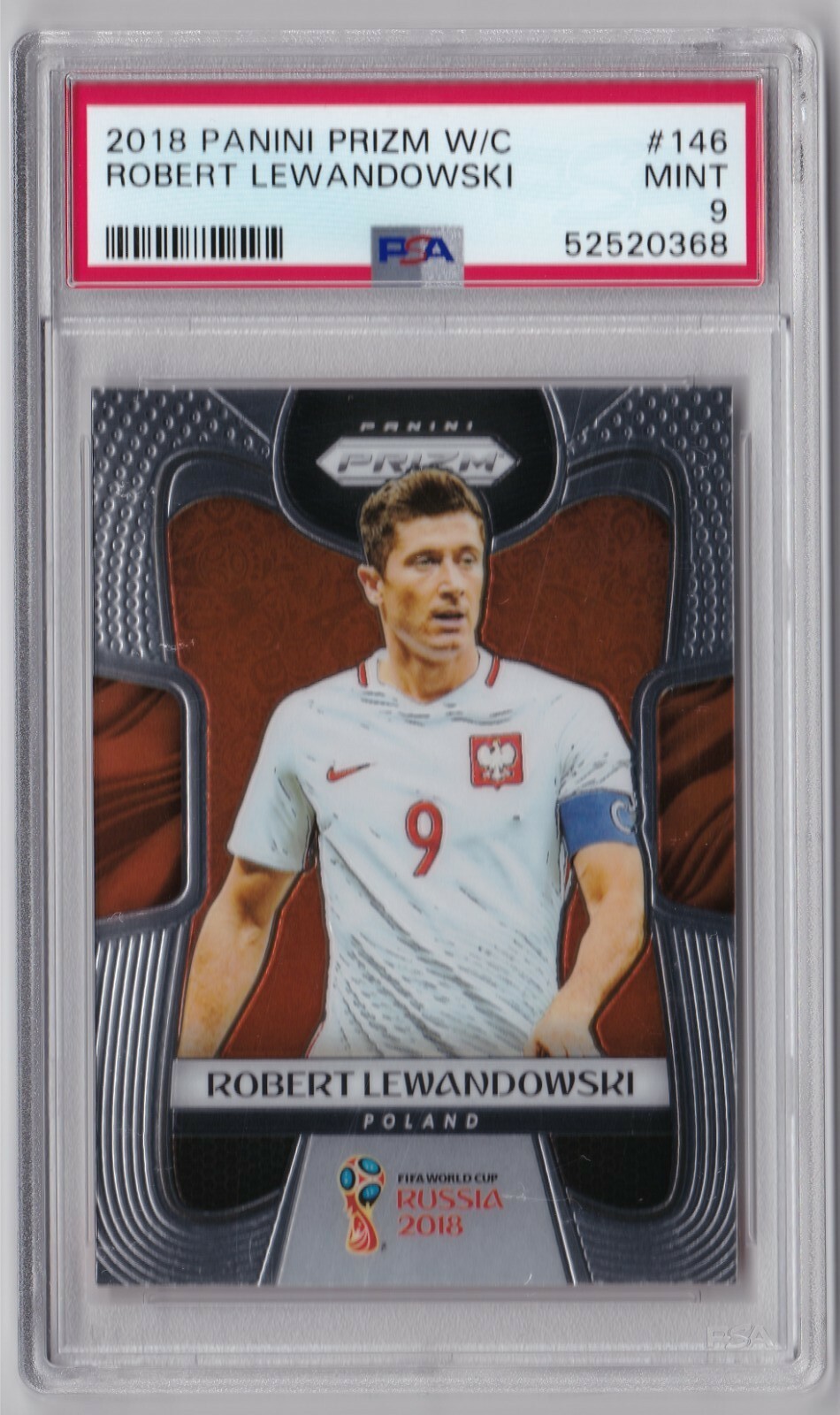 Robert Lewandowski 2018 Panini Prizm World Cup #146 PSA 9 MINT