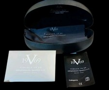 NEW 19v69 Versace Oversized Clamshell Sunglasses Travel Hard Case Sportivo Black