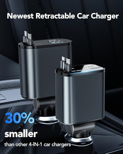 Retractable Car Charger 4 in 1, Compatible with Cord for apple+Type C Gray - Picture 4 of 6