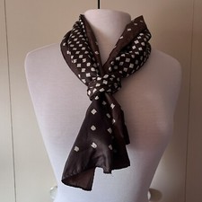 VTG Brown With Cream Rectangular Scarf Acetate 43 x 13.5  
