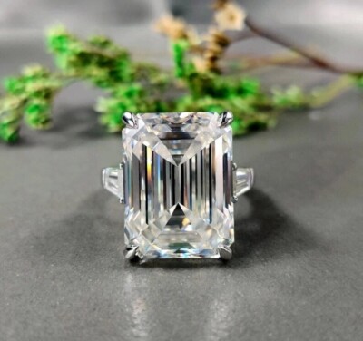 RARE 6.50 Ct Certified Off White Treated Diamond 925 Silver Ring Great Shine