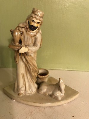 Christianbook  ceramic multi color King with lamb candle holder