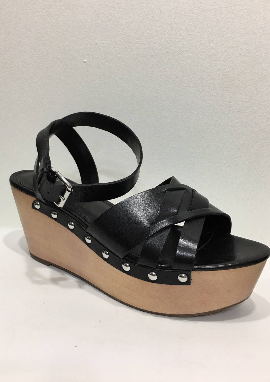 Nwt Marc Marc Marc Fisher Black Leather Ankle Strap Platform Wooden Sandals Size 11 68879b Nwt Marc Marc Marc Fisher Black Leather Ankle Strap Platform Wooden Sandals Size 11 68879b