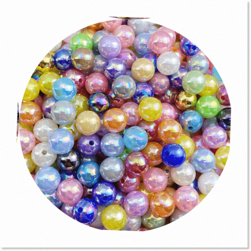200Pcs Multicolor 10mm Pearl Beads - AB Colorful Glossy Plastic Loose Spacer Bea - Afbeelding 1 van 7