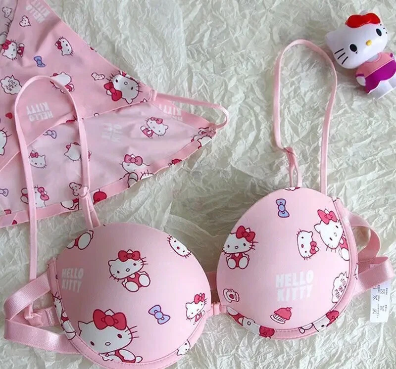 Hello Kitty Push up Bra Underwear Set - Sanrio Y2k Lingerie Set