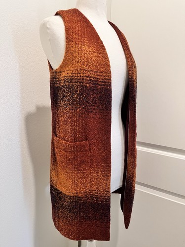 Anthropologie ELEVENSES Long Vest Plaid Extra Small Wool Alpaca Blend NEW - Picture 2 of 11