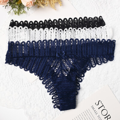 3pcs Lot Sexy Womens See Through Panties Thong G string Intimates High Cut Brief