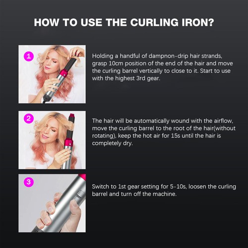 5IN1-Air Wrap Curling Warmluftbürste,Föhnbürste Lockenstab Hairstyler Rundbürste - Bild 8 von 16