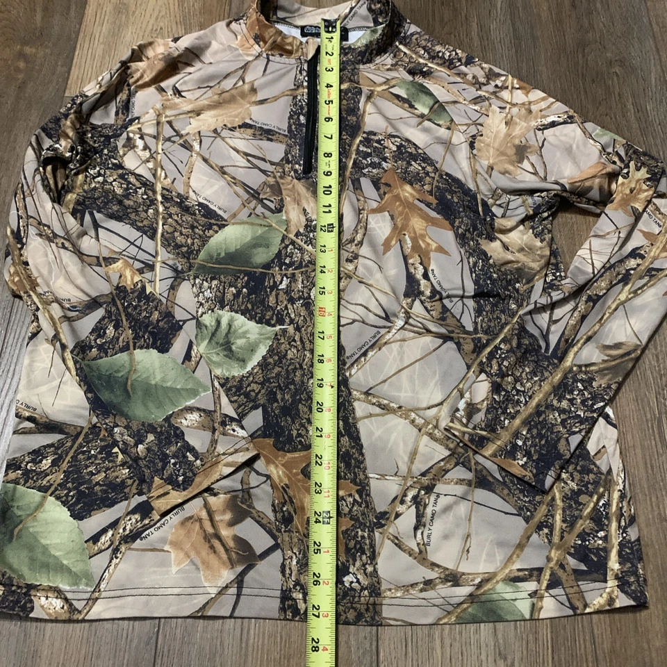 WFS Burly Camo Element Gear Shirt 1/4 Zip Long Sleeve Brown Oak Leaf Tan - Image 2 of 4