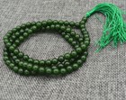 8mm Buddhist Dark Green Round Jade Gemstone 108 Prayer Beads Mala Necklace
