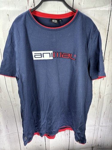 Animal t shirt men’s XXL Blue Y2K Streetwear skater oversized - Picture 2 of 8