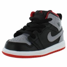 Toddler's Jordan 1 Mid Black/Cement Grey-Fire Red size 7Y