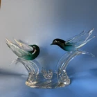 Murano Love Birds Glass Art Deep Green No bubbles Rare Sleek Lines VTG
