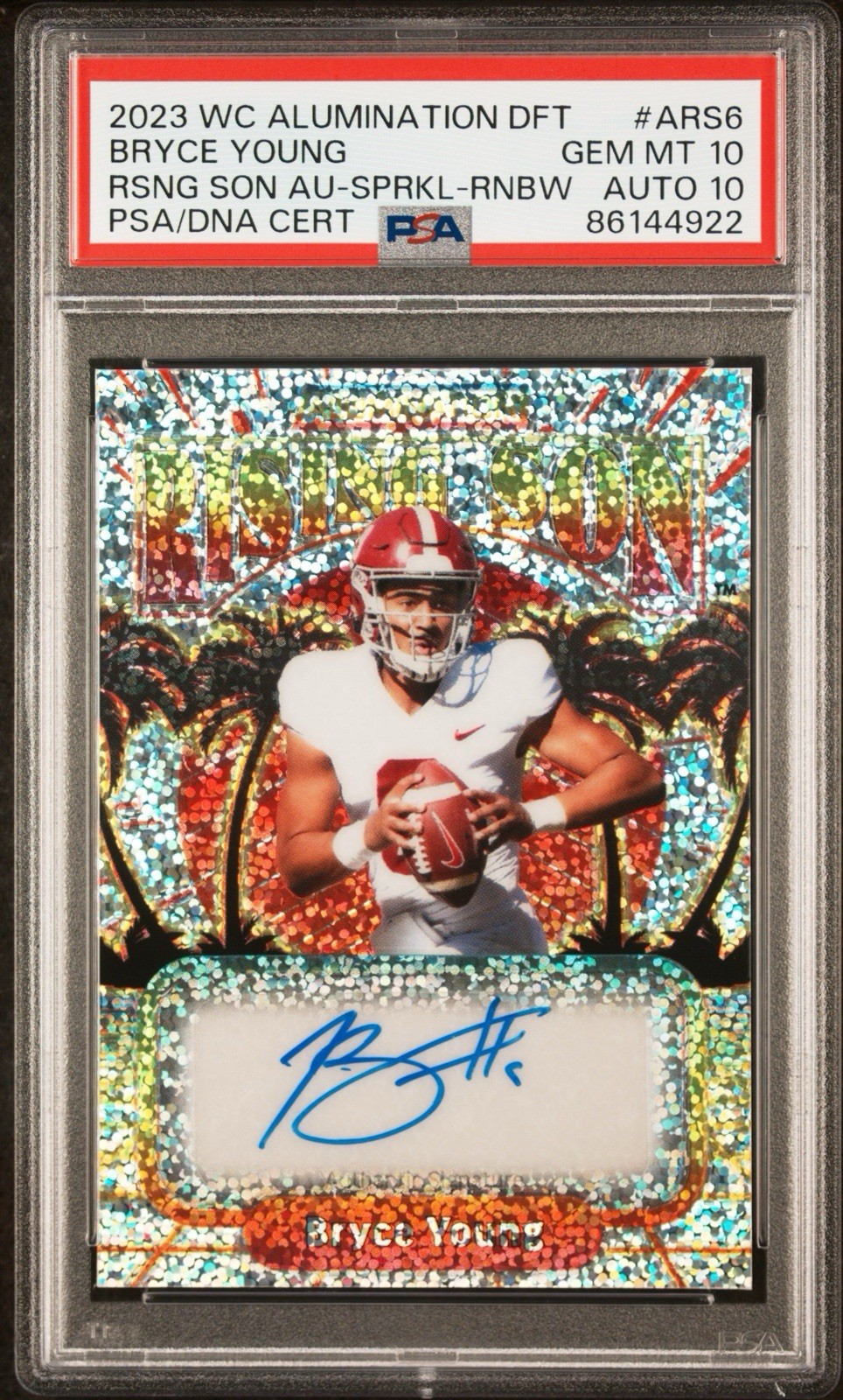 2023 WC Alumination Draft Bryce Young Auto Rising Son Sparkle Rainbow PSA 10 /2