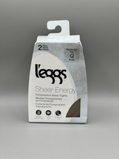 2-Pair L'eggs Sheer Energy Q Control Top Medium Support Reinforced Toe   Nude