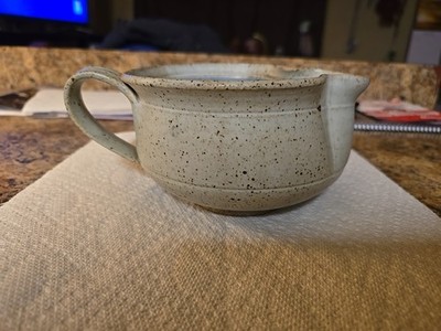 Vintage Studio Pottery Hand Thrown Batter Bowl Cobalt Blue And Speckled Stone.