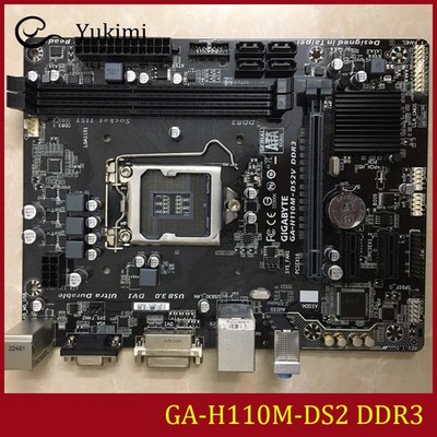 FOR GIGABYTE GA-H110M-DS2 DDR3 LGA1151 32GB VGA Micro ATX Ｍotherboard Test OK