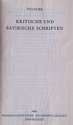 Kritische und satirische Schriften. Voltaire: