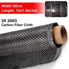 40" x 20‘’ Real Carbon Fiber Fabric Cloth Roll 3k 200gsm 2x2 Twill Weave Black