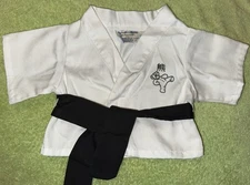 Build A Bear karate robe Martial arts White Robe Black Belt Clothes BAB Top