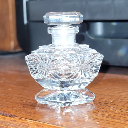 1914 Acid Etched Czech Perfume Bottle ~ Mini 2”