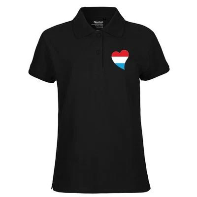 Damen Polo Shirt Luxemburg Flagge Herz Geschenkidee Luxemburg Geschenk Präsent M - Bild 1 von 4