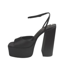 MNG Mango Women's Black Platform Ankle Strap High Heels Maxi Sandals Size 7.5