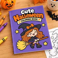 Cute Halloween Coloring Book for Kids Ages 3-7 Easy Bold Coloring Pages