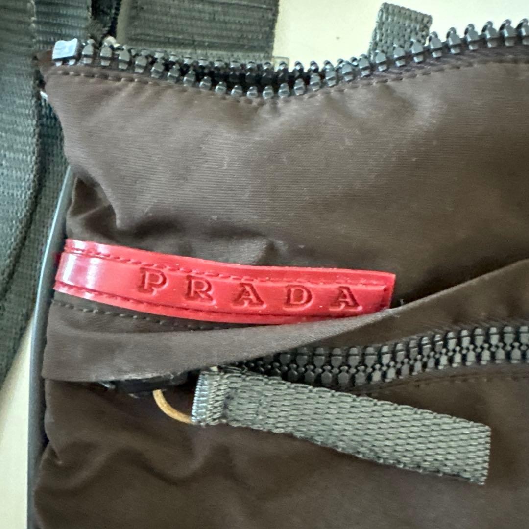PRADA Nylon Shoulder Bag Brown Crossbody with Zipper Pocket Authentic thumbnail 2