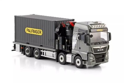 MAN TGX XXL riged flatbed truck Palfinger crane + 20ft container