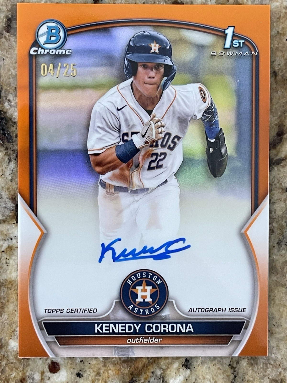 2023 Bowman Chrome Kennedy Corona Orange Refractor Auto /25 1st Bowman Astros