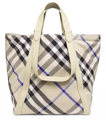 Burberry♪SALE♪80648221 Burberry Check Canvas Large Tote Bag Lichen Brown Check