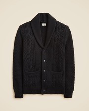 J. CREW Heritage cotton cable-knit shawl-collar sweater in Black Size S 128 NWT