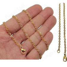 18K Yellow Gold Filled Tarnish-Free 24inch 2.4mm Rolo Cable Chain Necklace Y146G