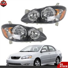 Leftright Halogen Headlights Black For 2003-2005-2006 2007 2008 Toyota Corolla
