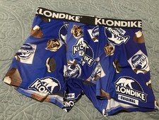 Klondike brand novelty blue stretch boxer briefs with Klondike bars, size MEDIUM