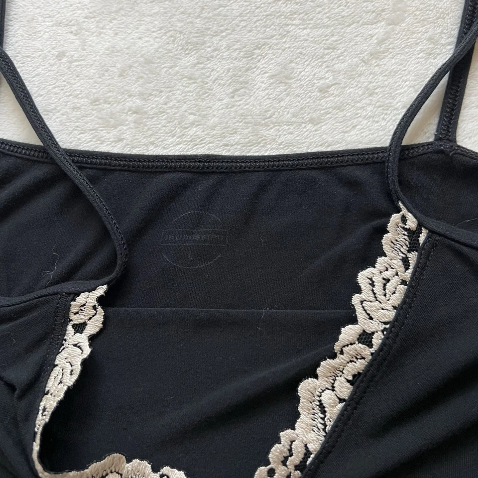 Women’s Goth Boho Black Ivory Lace Trim Lingerie Sleep Dress Size L - Image 3 of 4