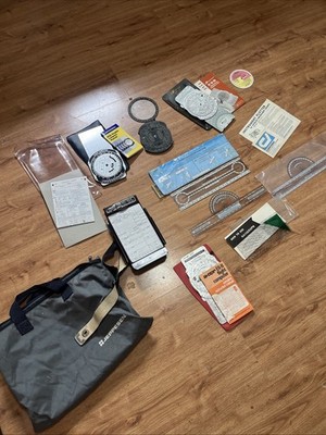 Jeppesen Slide Graphic Flight Computer, Plotter and Aviation Clipboard Etc.
