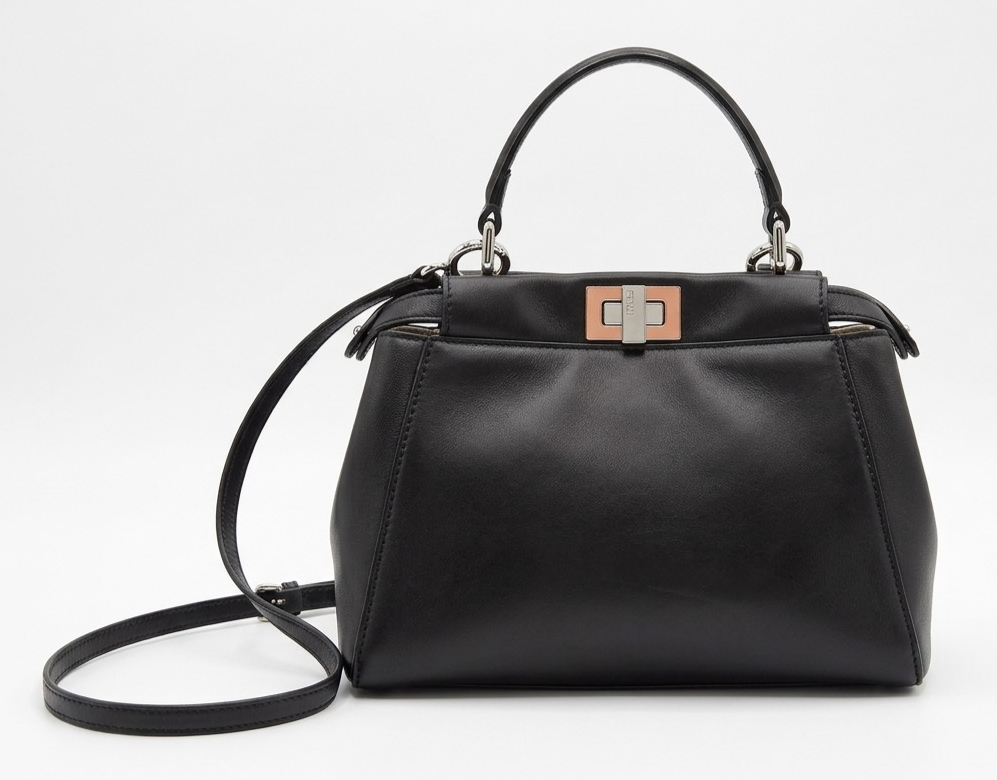 Auth Fendi Peekaboo Mini Black Leather Handbag w/ Certificate (READ)