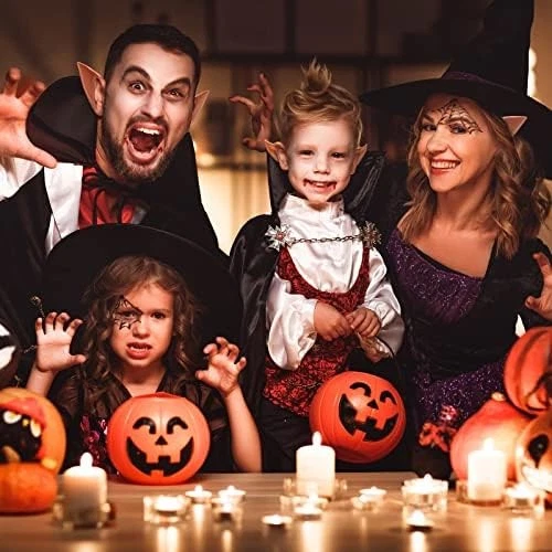 Juego de dientes de vampiro - 16 pares de colmillos falsos con adhesivo para disfraces de Halloween Foto 2 de 4