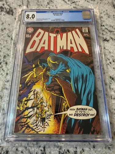 Batman # 221 CGC Graded 8.0 DC Comic Book Neal Adams Cover 1970 JH28