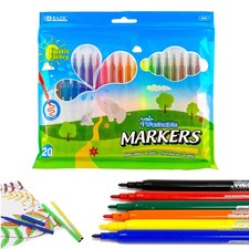 20 PC Coloring Markers Washable Fine Fibre Pens Marker Kids Adult Art School Set