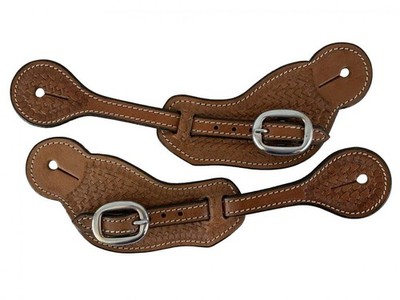 Men's Basketweave Stamped Leather Spur Straps