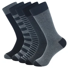 5 Pairs Large Size Fashion Business Men Dress Socks High Quality Stripe Black Gr