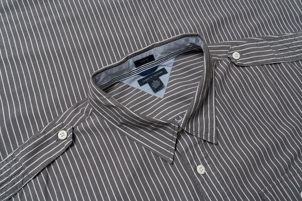 Men Tommy Hilfiger Shirt Grey Cotton 42 / XL / 50