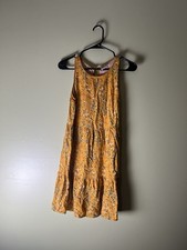 Old Navy Women's Yellow Mustard Sleeves Less Floral Print Dress