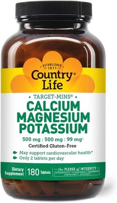 Country Life Target Mins - Calcium Magnesium Potassium 180 Count (Pack of 1) 