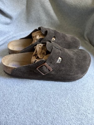Birkenstock MOCHA Taupe Suede Leather Clogs Sz 41 L10/M8 265 