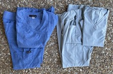 Set of 2 scrubs sets- Light Blue/Gray Top Medium Bottom Small