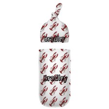 Personalized Name Baby Swaddle Sack Hat Set
